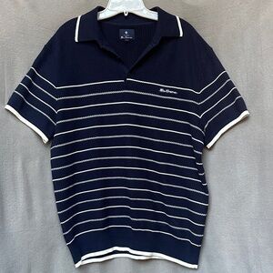 Ben Sherman Navy Polo with White Stripes Men’s Size Large